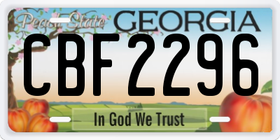 GA license plate CBF2296