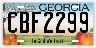 GA license plate CBF2299
