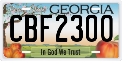 GA license plate CBF2300