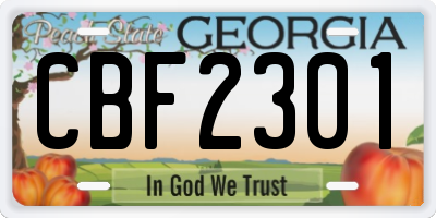 GA license plate CBF2301