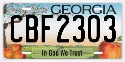 GA license plate CBF2303