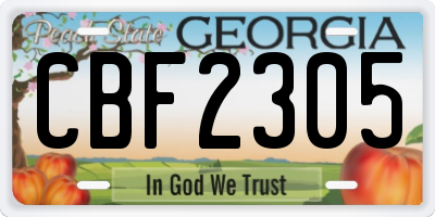 GA license plate CBF2305