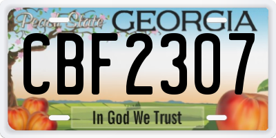 GA license plate CBF2307