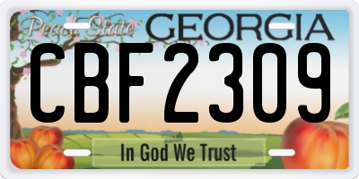 GA license plate CBF2309
