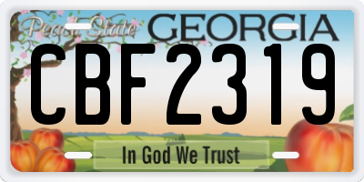 GA license plate CBF2319