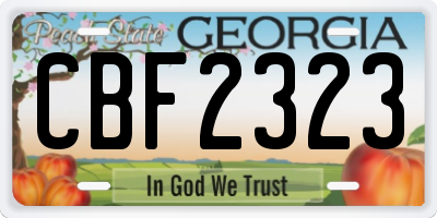 GA license plate CBF2323