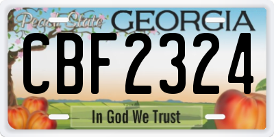 GA license plate CBF2324