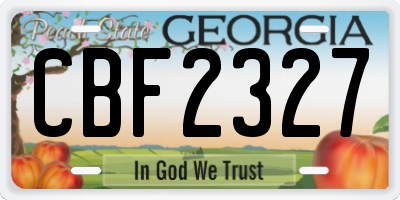 GA license plate CBF2327