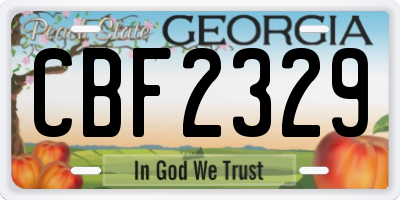 GA license plate CBF2329