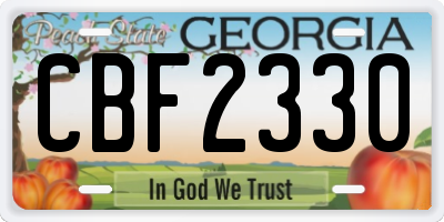 GA license plate CBF2330