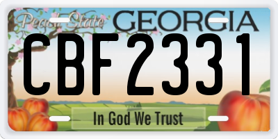 GA license plate CBF2331