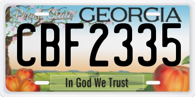 GA license plate CBF2335