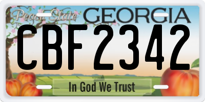 GA license plate CBF2342