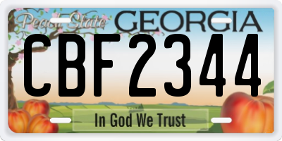 GA license plate CBF2344