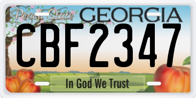 GA license plate CBF2347