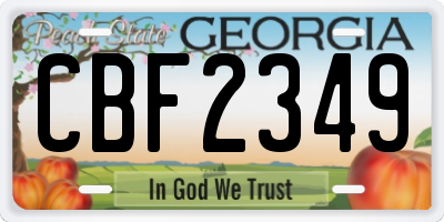 GA license plate CBF2349
