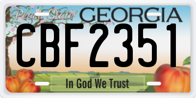 GA license plate CBF2351