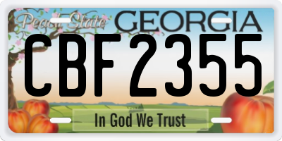 GA license plate CBF2355