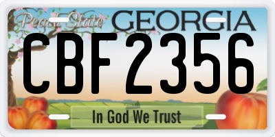 GA license plate CBF2356