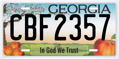 GA license plate CBF2357
