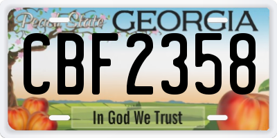 GA license plate CBF2358
