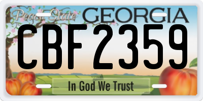 GA license plate CBF2359