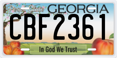 GA license plate CBF2361