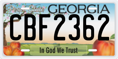 GA license plate CBF2362