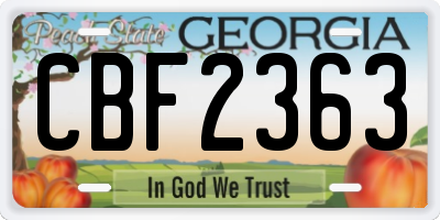 GA license plate CBF2363