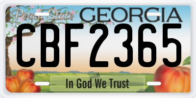 GA license plate CBF2365