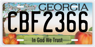 GA license plate CBF2366