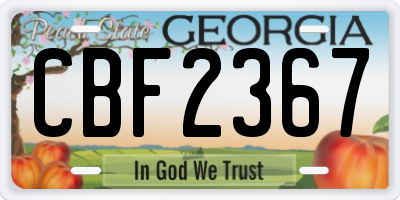 GA license plate CBF2367