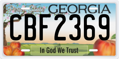 GA license plate CBF2369
