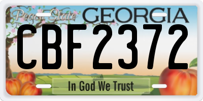GA license plate CBF2372