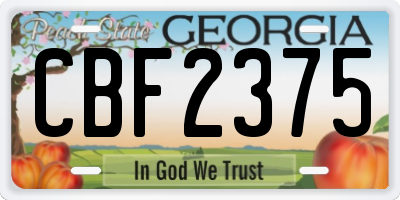 GA license plate CBF2375