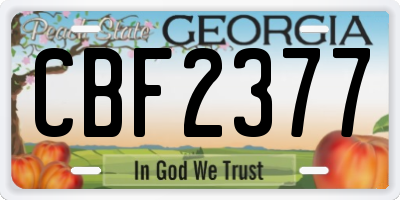 GA license plate CBF2377
