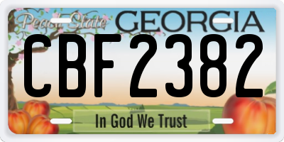 GA license plate CBF2382