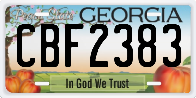 GA license plate CBF2383