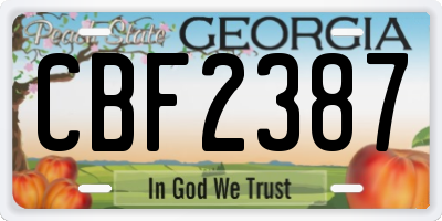 GA license plate CBF2387