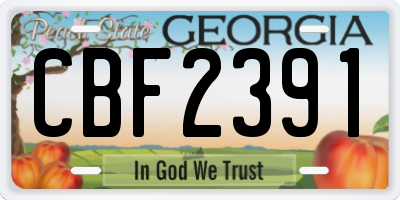 GA license plate CBF2391
