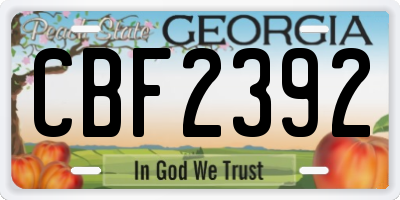 GA license plate CBF2392