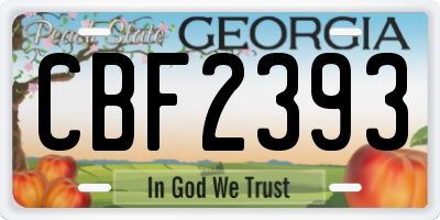 GA license plate CBF2393