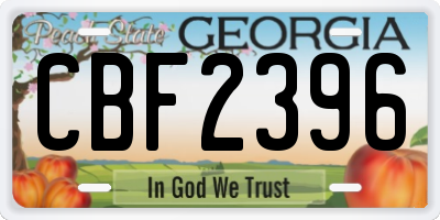 GA license plate CBF2396