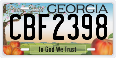GA license plate CBF2398