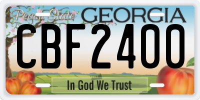 GA license plate CBF2400