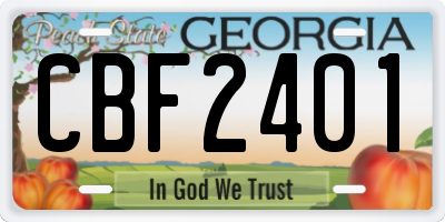 GA license plate CBF2401