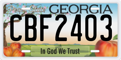 GA license plate CBF2403