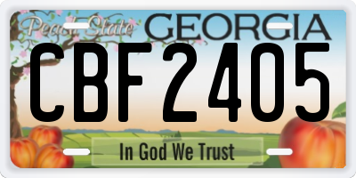 GA license plate CBF2405