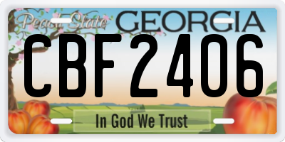 GA license plate CBF2406