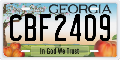 GA license plate CBF2409